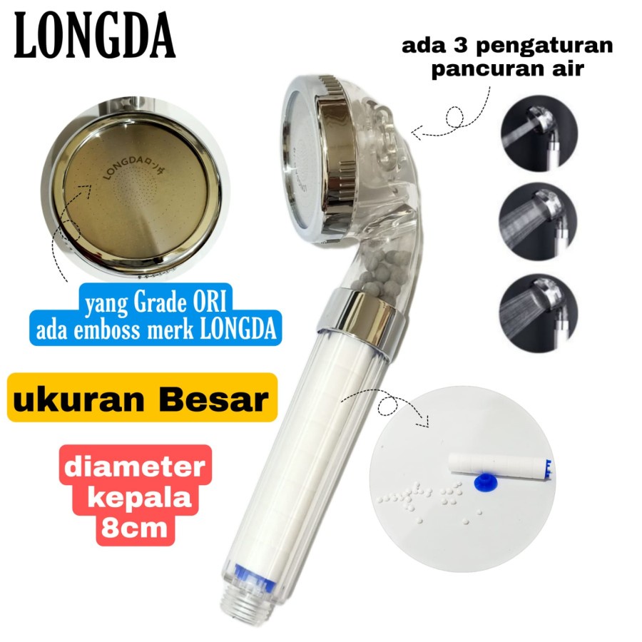 Kepala Shower 3 Fungsi Penjernih Air ada Filter Saringan Air Original