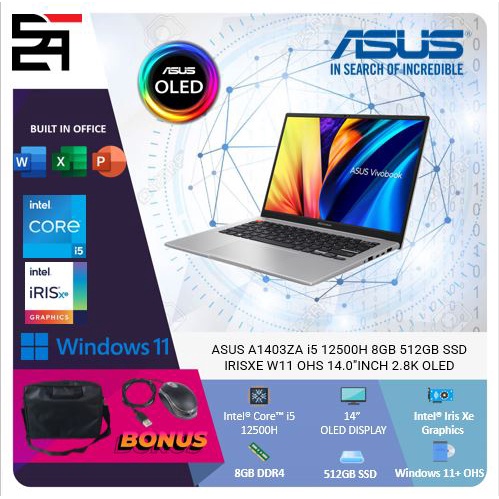 Asus Vivobook 14X OLED A1403ZA i5 12500H 16GB 512GB SSD Iris Xe W11 OHS 14 Inchi 2.8K