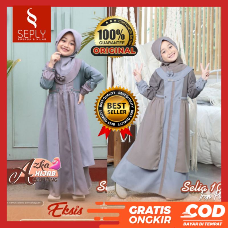 SALE GAMIS ANAK BRANDED SET JILBAB / SEPLY QUAIL GREY BAJU GAMIS ANAK PEREMPUAN / BAJU MUSLIM ANAK P