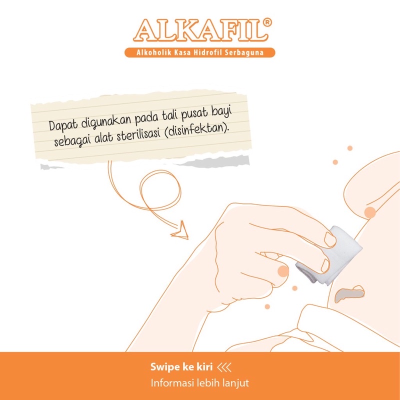 Alkafil Alkoholik Kasa Hidrofil 16 Sachet / Kasa Tali Pusar Bayi / Alcohol Swab / Alkohol Swab