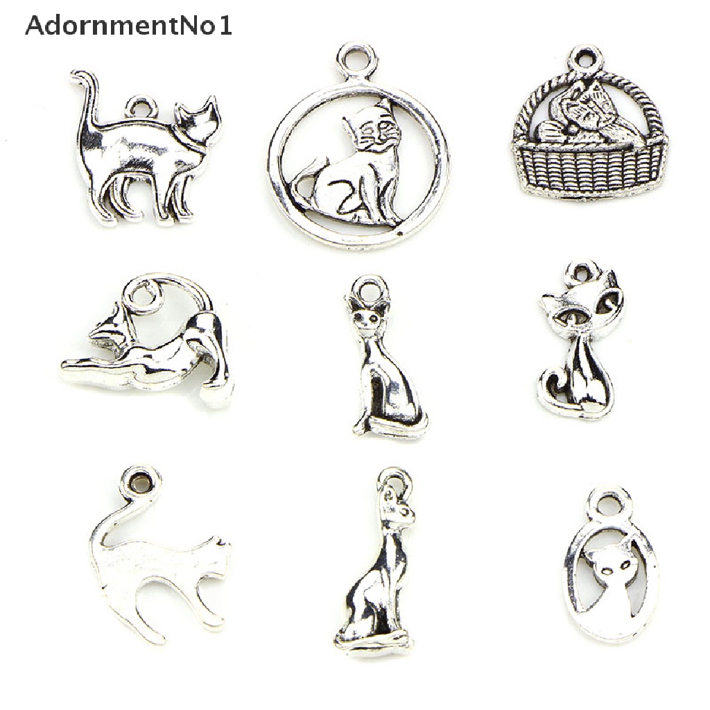 (AdornmentNo1) 42pcs / lot Liontin Bentuk Kucing Warna Silver Gaya Vintage Untuk DIY Perhiasan