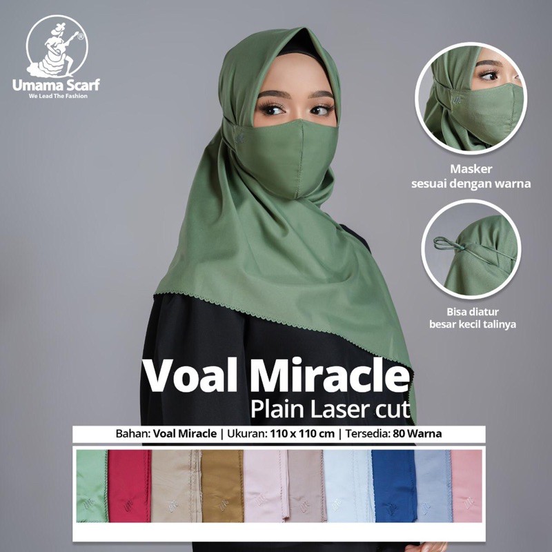 JILBAB MASKER VOAL MIRACLE PLAIN LASER CUT BY UMAMA