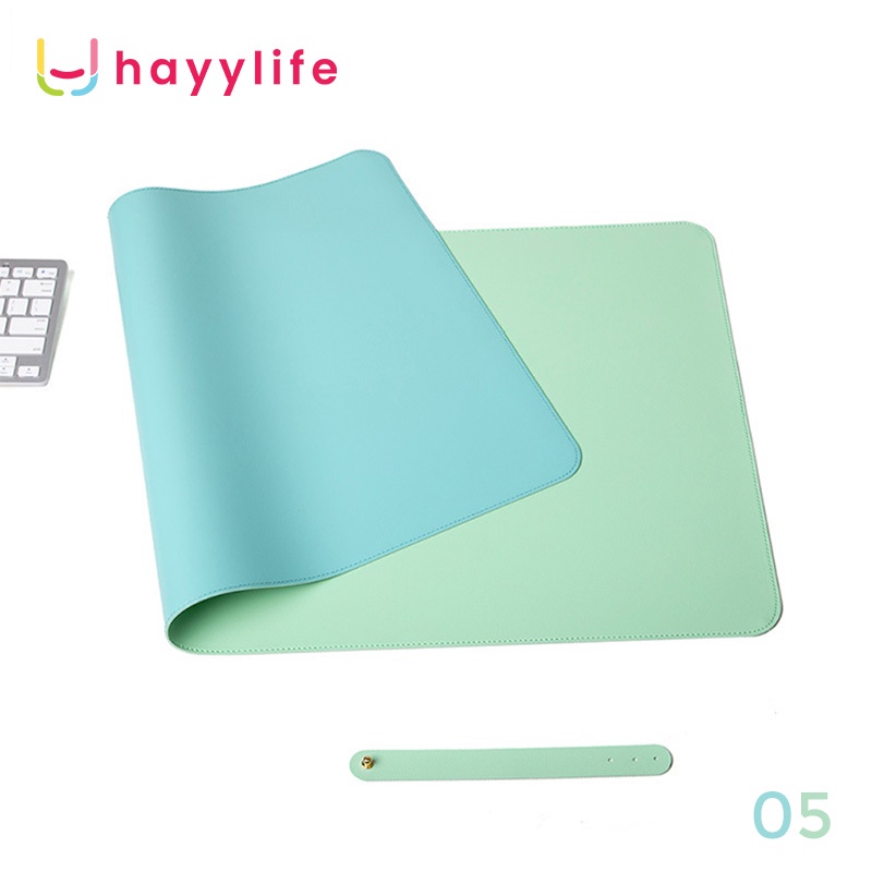 HAYYLIFE Mouse Pad Alas Komputer Waterproof Leather  alas mouse alas meja besar alas menulis alas meja komputer tahan air bahan kulit HL-AIA584-Biru+Hijau
