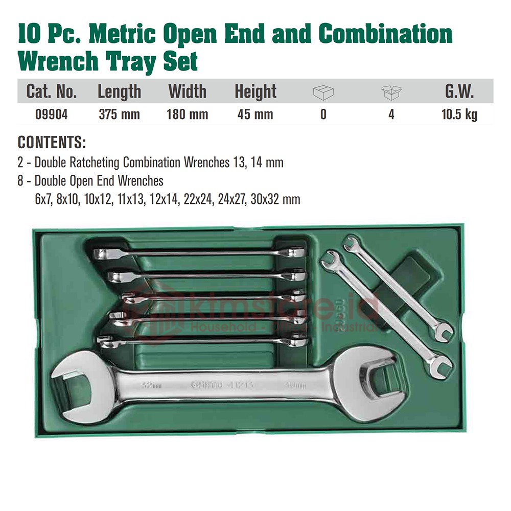 SATA Kunci Pas Double Set 10 pcs Metric Tray Set 09904