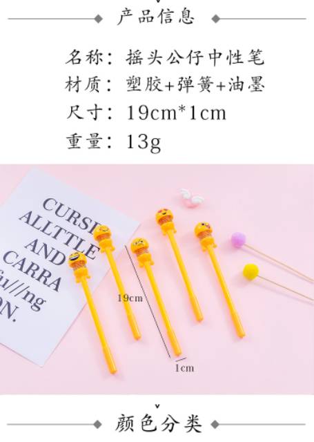 Pena Emoticon Per Karakter Unik Lucu Emoji Karakter Smile Spring Doll Pen Import Pulpen Motif-3