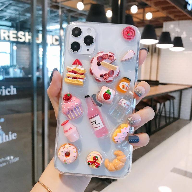 Soft Case Bahan Silikon TPU Desain Makanan Kue Pizza 3D Untuk iPhone 13 12 11 Pro MAX Mini X XS MAX XR SE 2022 2020 7 8 Plus
