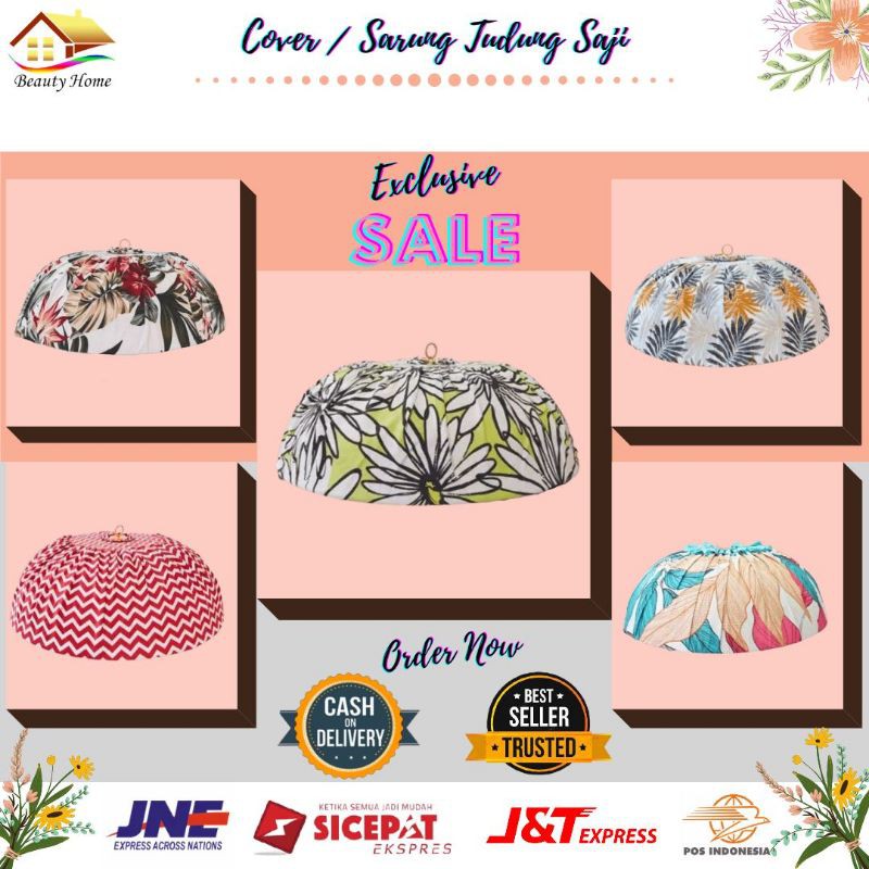 Sarung Tudung Saji Susun Lipat Besar Modern Makan Bulat Bundar Bambu Cantik