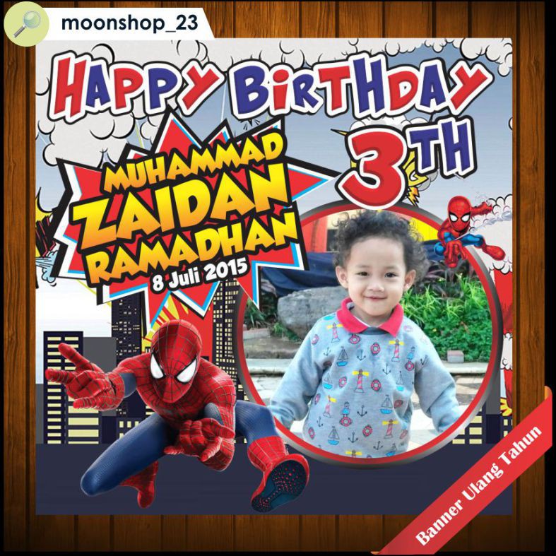 Spanduk Banner Backdrop Ulang Tahun Custom Tema Spiderman Shopee Indonesia