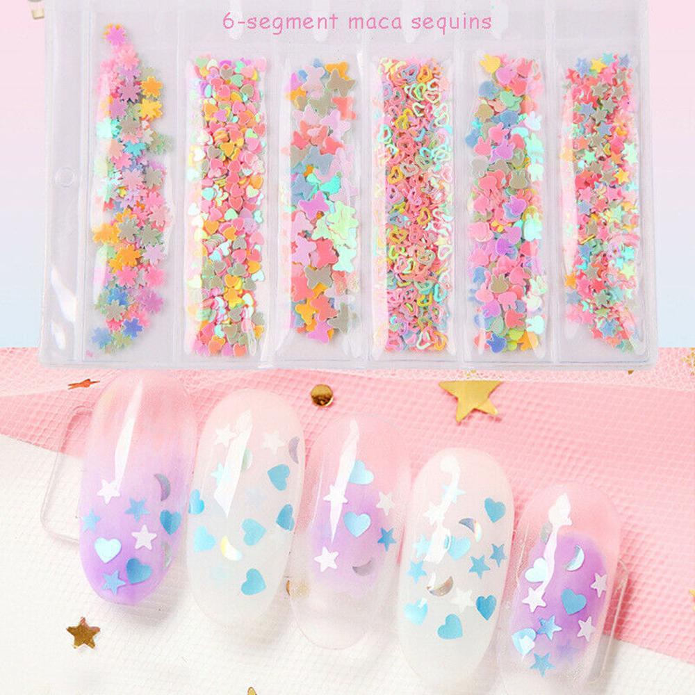 Agustina Paku Sequin Candy Colors Rabbit Heart DIY Paillette Acrylic Nail Art Manicure