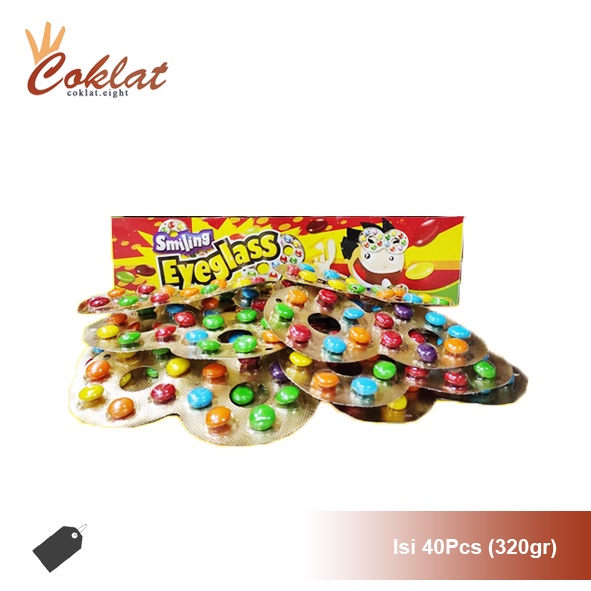 

Permen Jadul Coklat Kaca Mata / PERMEN SMILING EYEGLASS Angka 8 anak 90an / Compound Chocolate Beans