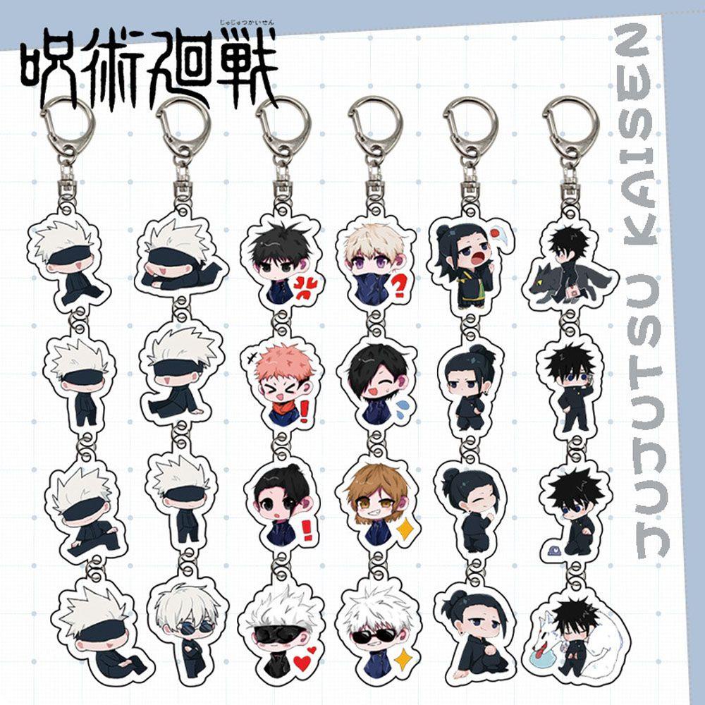 LANFY Gifts Jujutsu Kaisen Keychain Acrylic Key Ring Animation Peripheral Pendant Jujutsu Kaisen Cartoon Gojo Satoru Japanese Anime Hot Blood Anime Figurine Model