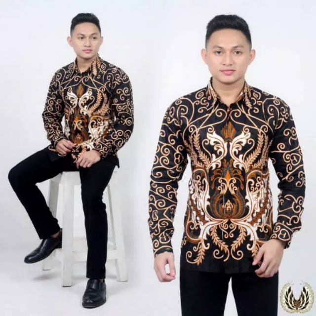 Baju Batik Pria RisnaBatikHRB026 Kemeja Pria lengan panjang Pendek