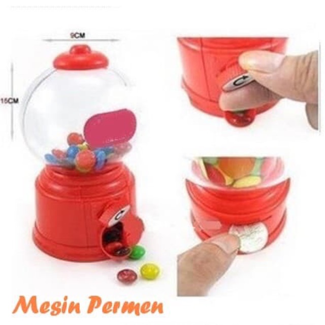 Mini mesin permen candy machine ( diputar tombolnya permen akan keluar