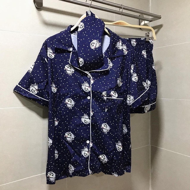 Shinchan Navy PJ - Set Piyama Baju Tidur Celana Pendek Sinchan Import