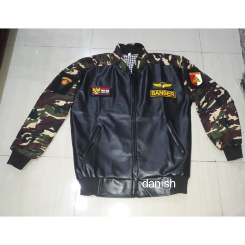 jaket bomber banser kombinasi bahan oscar