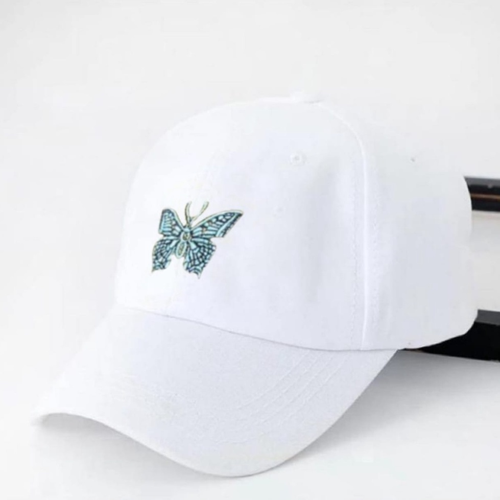 topi Baseball Cap Butterfly Bordir Cute Wanita Dewasa