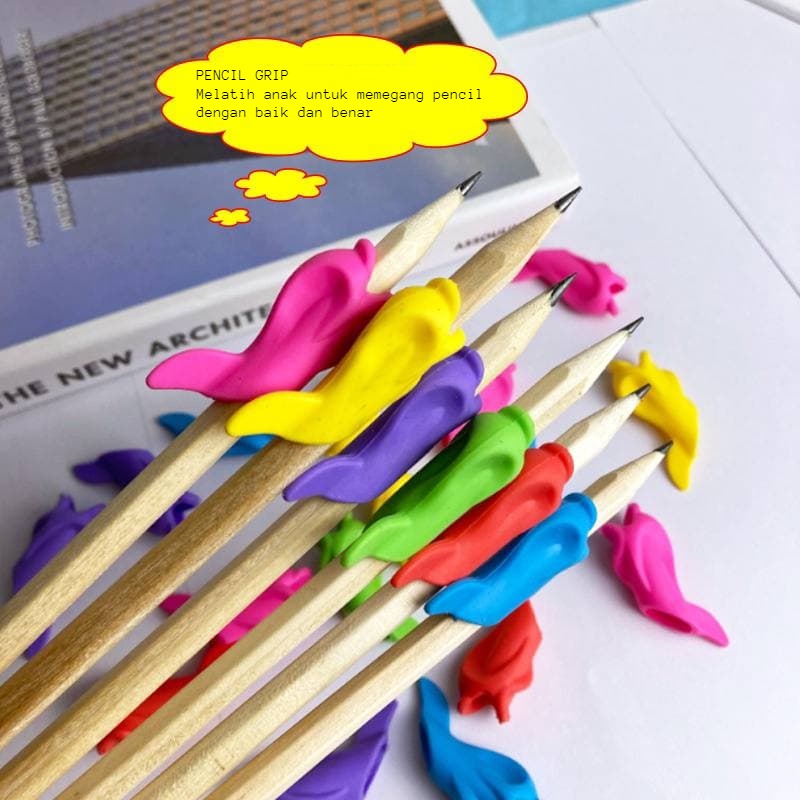 

Pencil grip alat bantu menulis finger kids Pensil Grip Dolphin Pencil Helper Mainan Terapi Writing