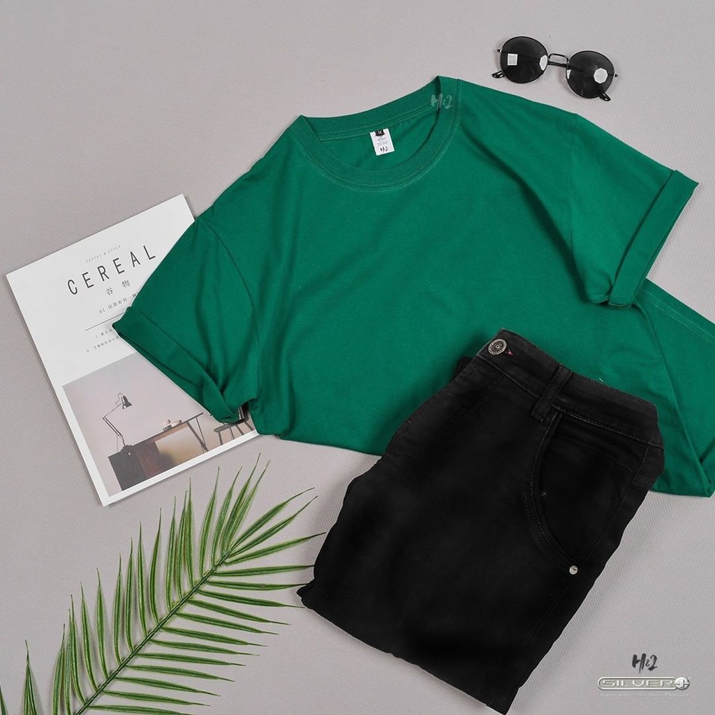 Kaos Polos Pria & Wanita ANTI BAKTERI Unisex Warna Hijau Botol