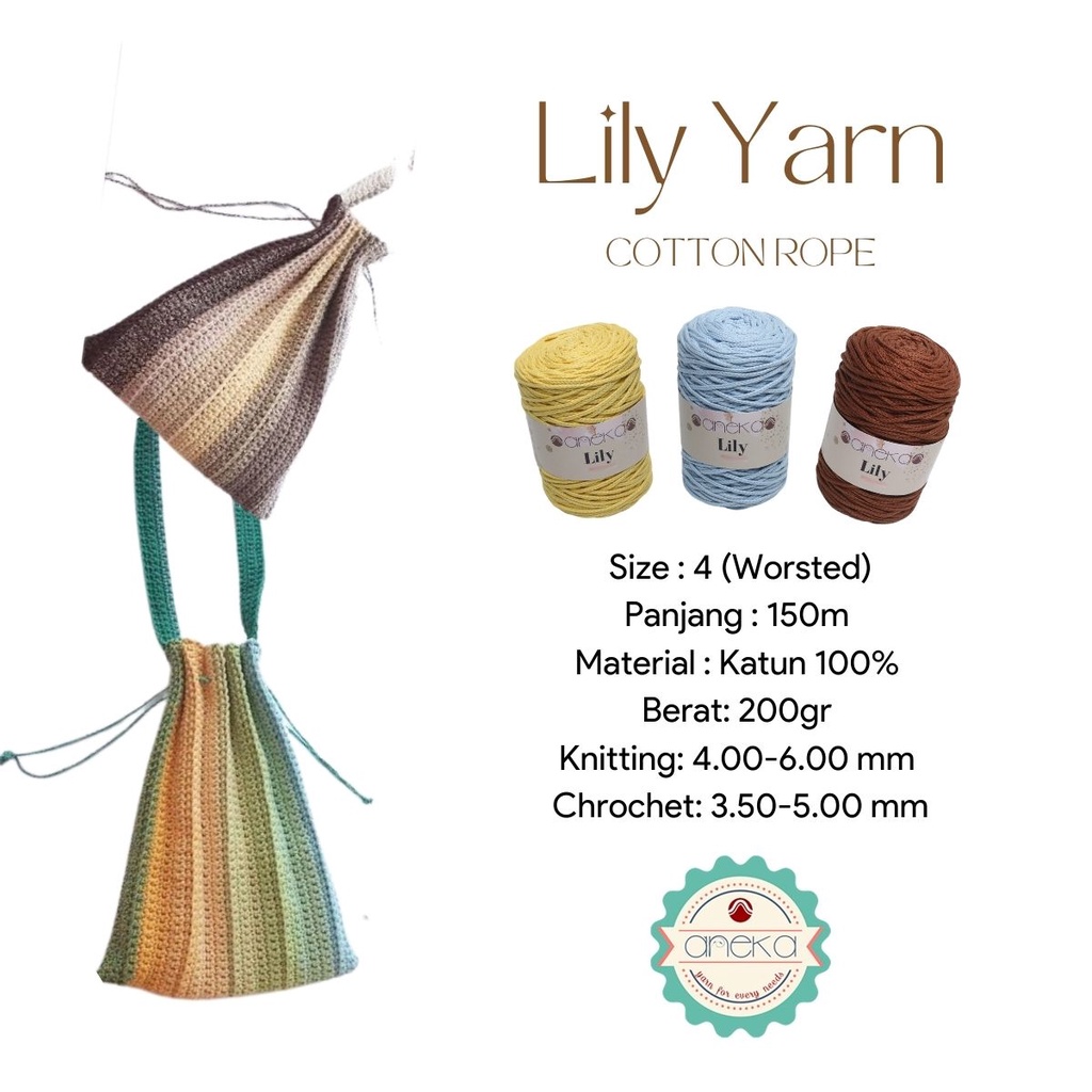 KATALOG - Benang Rajut Lily / Lili / Tambang / Macrame Cotton Rope Yarn