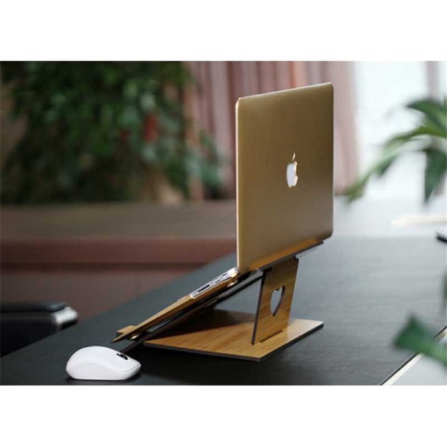 Standing Laptop Meja Alat Penyanggah Ketinggian Laptop Motif Kayu Portable Universal