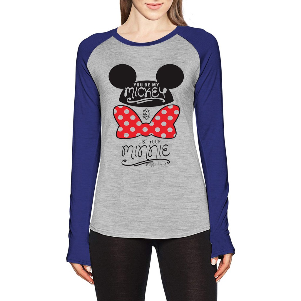 Kaos Raglan Gambar Mickey | Lengan Panjang | Ukuran M - L - XL -XXL