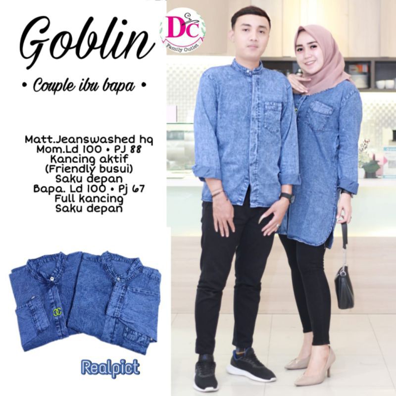 CUSTORE - KEMEJA COUPLE IBU DAN AYAH GOBLIN COUPLE ORI BY DC FAMILY / KEMEJA JEANS / ATASAN POLOS