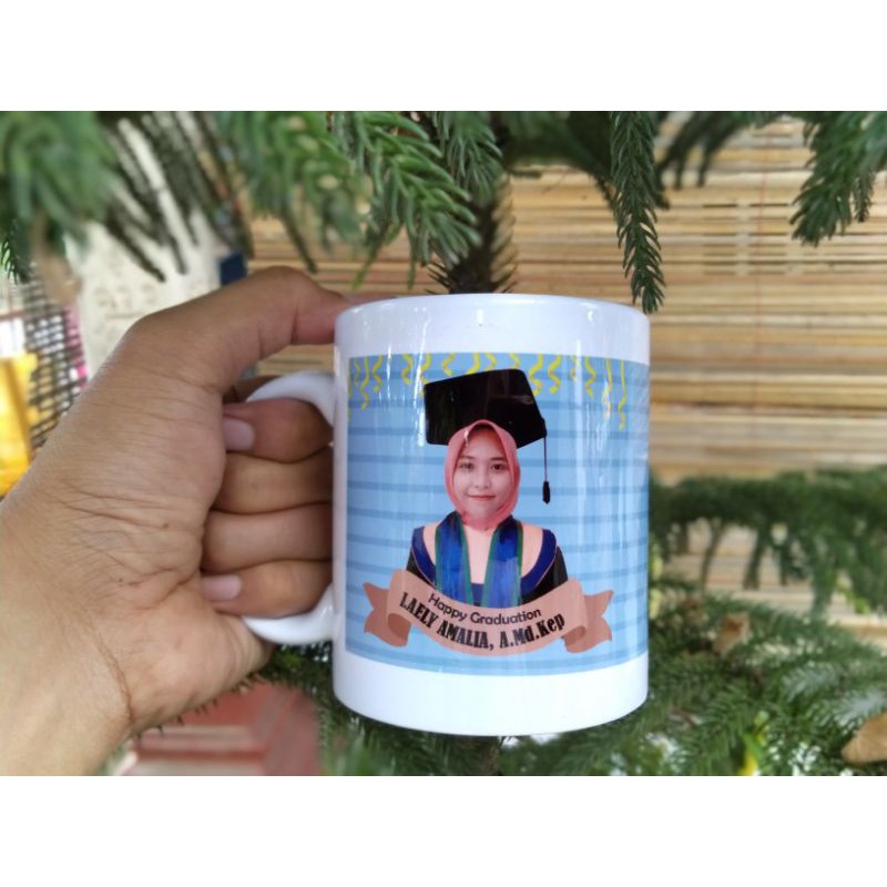 MUG GELAS CANGKIR SOUVENIR CUSTOM FOTO KADO ULTAH PERNIKAHAN ANNIVERSARY FAREWELL WISUDA ITEM DEKORA
