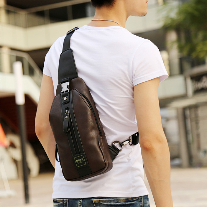 Tas Selempang Kulit Pria Sling Bag Slempang MO&Y 9014 - Hitam