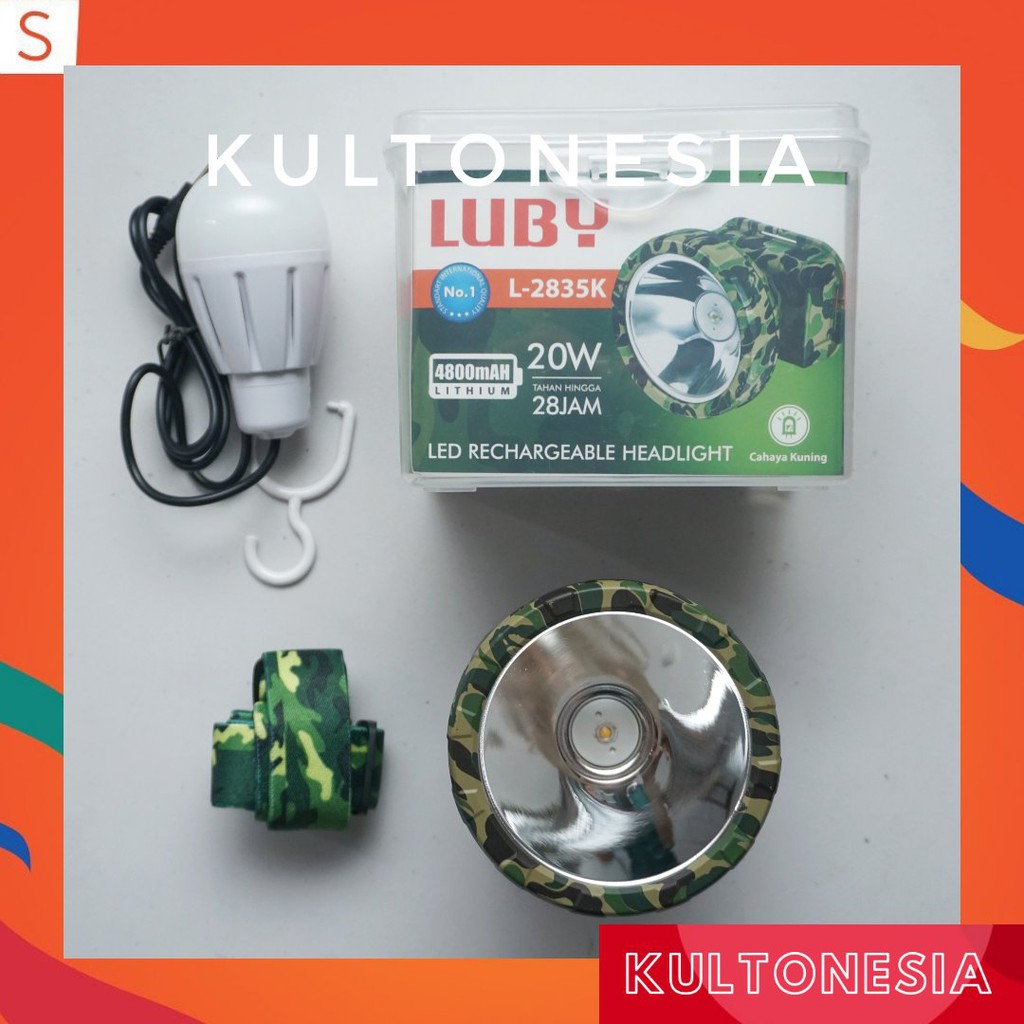 Senter Kepala Luby 20 Watt Army Series 2835 K L-2835k Bonus Led 3 watt dc