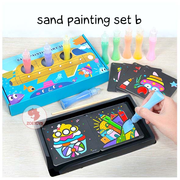 Zoetoys Sand Painting Set With Box | DIY Melukis Pasir  Menggambar Prakarya mewarnai | Mainan Edukasi Anak Cari kado Natal