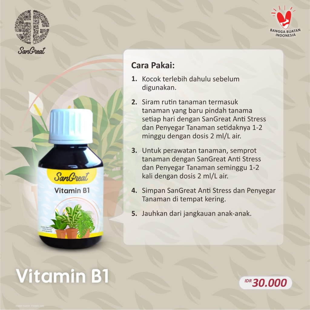 SanGreat Vitamin B1 Tanaman agar tidak stress dan lebih tahan penyakit