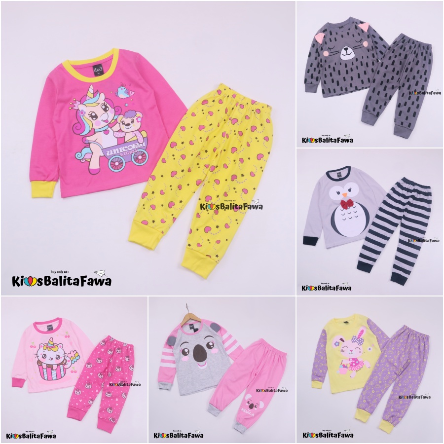 Piyama Za-ra Kids Size 1-10 Tahun / EXPORT Quality Baju Tidur Lengan Celana Panjang Karakter Kaos Babycinnamon