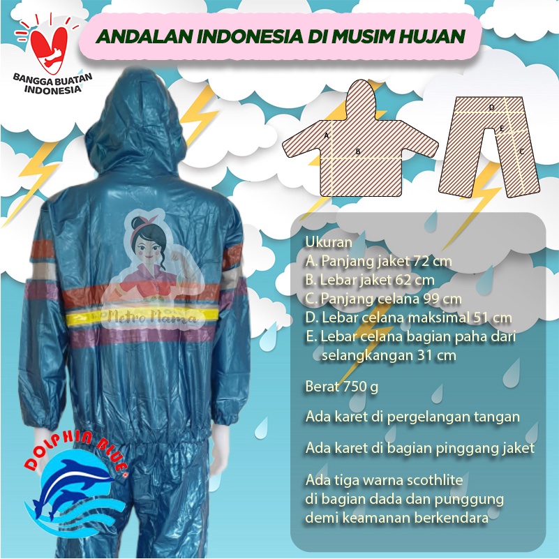 Jas Hujan Setelan Jaket Celana Optimus Dolphin Gold G 619 Original New