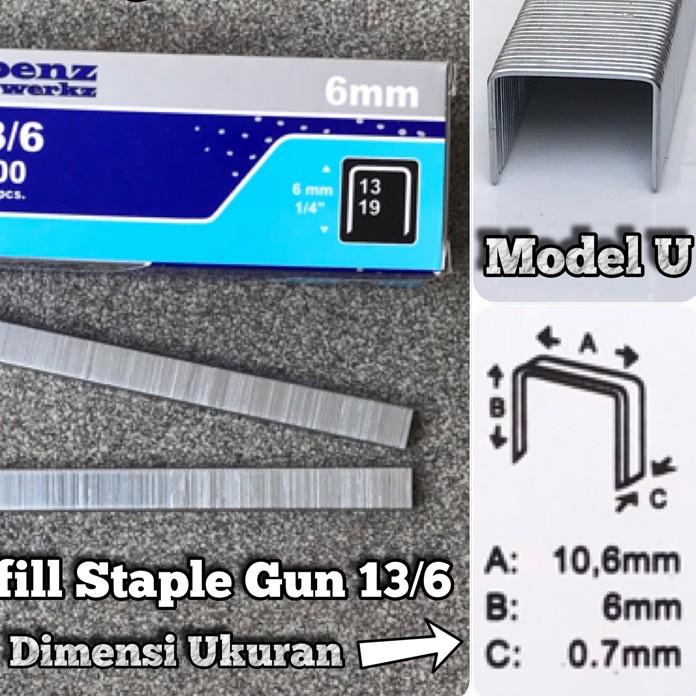 

BRANDS FESTIVAL Isi Staples Mesin Paku tembak R23 13/6 6mm Gun Tacker Stapler R 23