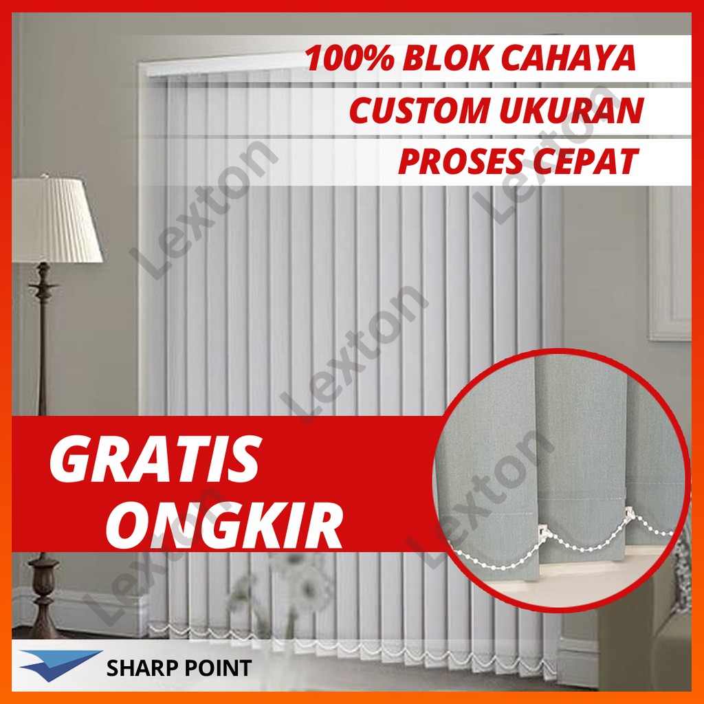 Vertical Blinds Kerai Krey Tirai Jendela Gulung Gorden Blackout 100%