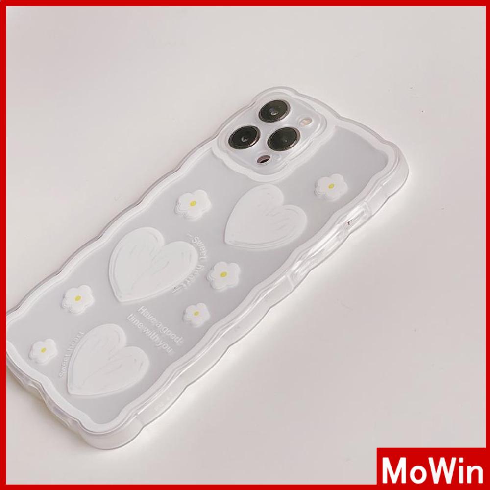 iPhone Case Silicone Soft Case Clear Case Wave Non-Slip Shockproof Camera Full Coverage Protection White Heart Flower For iPhone 13 Pro Max iPhone 12 Pro Max iPhone 11 iPhone 7Plus