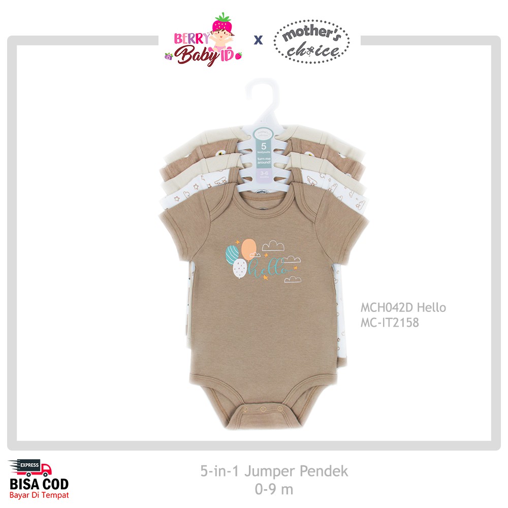 Mother's Choice Paket 5 Pcs Jumper Bayi Lengan Pendek Premium MCH042 Berry Mart