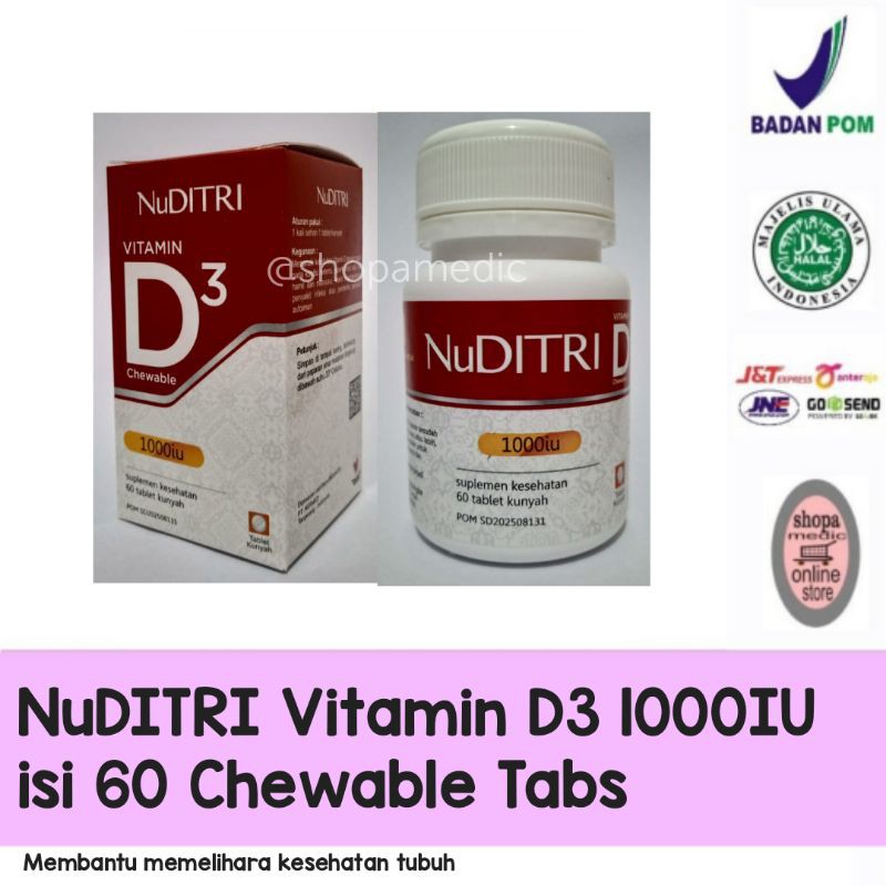 NuDITRI Vitamin D3 1000IU - isi 60 Chewable Tabs