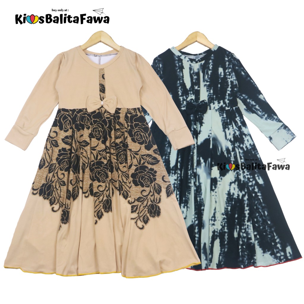 Gamis Pita Uk 4-5 Tahun / Gamis Anak Perempuan Dress Muslim Murah Lengan Panjang Pita Ademn Motif