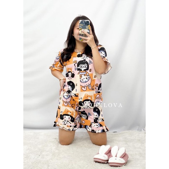 MDLV ~ Baju Tidur Eksis Girl HP Baju tidur Dewasa Hot Pant Celana Pendek Fashion Import