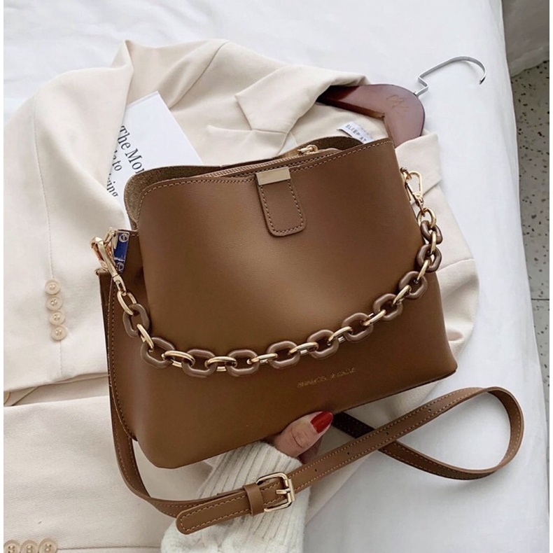 SG7548 syafniegalery tas Selempang wanita tali rantai import tas kulit murah