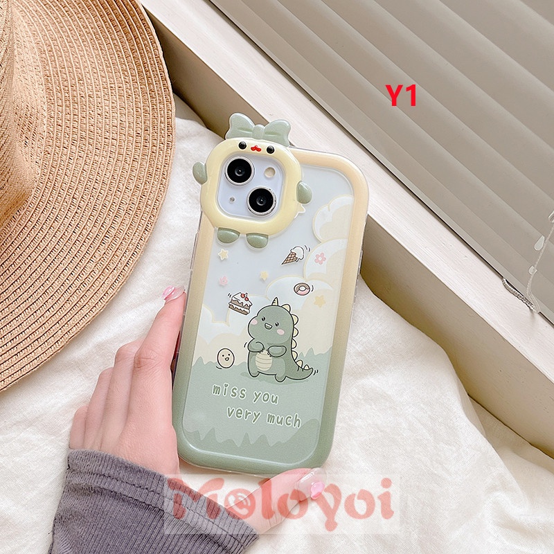 Soft Case TPU Motif Kartun Monster Dinosaurus 3D Untuk IPhone 6 6S 7 8 14 Plus XR 11 13 12 14 Pro MAX X XS MAX SE