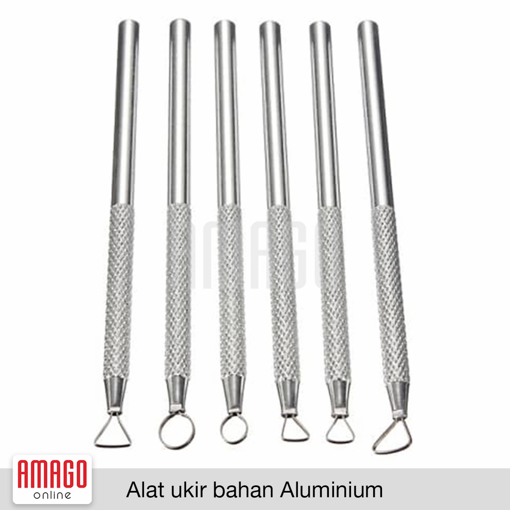 ALAT UKIR CLAY TANAH LIAT DAN KERAMIK - CLAY TOOLS - BAHAN ALUMINIUM - ISI 6 BUAH