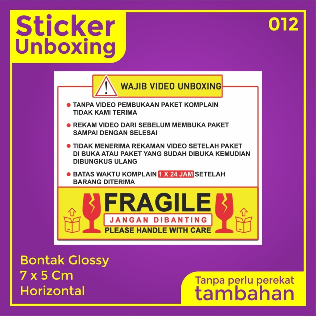 Stiker Video Unboxing / Stiker Unboxing / Sticker Fragile / Stiker Label Pengiriman-012