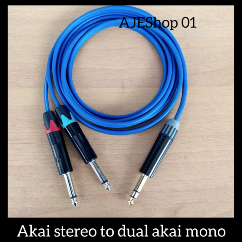 Akai stereo to dual akai mono kabel jack TRS 6,5 to dual TS 6,5