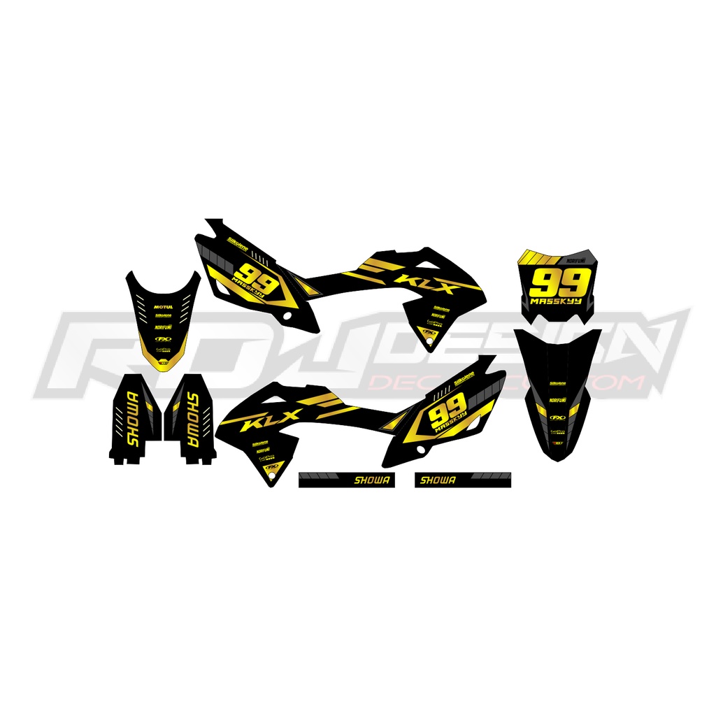 DECAL STICKER KLX 150 BF/L/G/SE/EXTREME/NEW (033) DEKAL STIKER HITAM KUNING