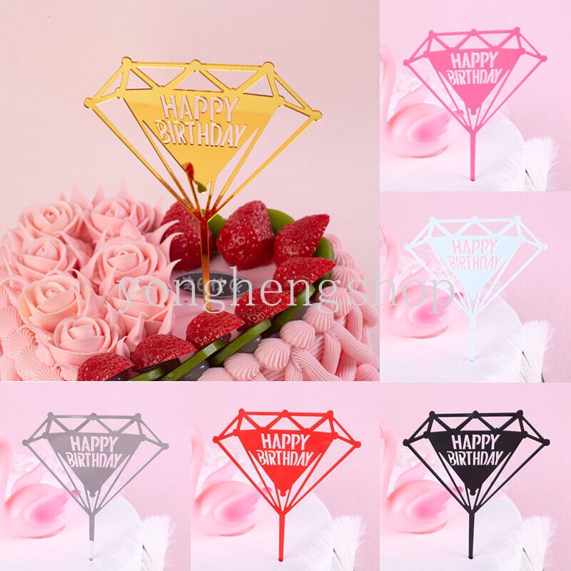 Topper Kue Cupcake Desain Happy Birthday Bahan Akrilik Untuk Dekorasi Baby Shower