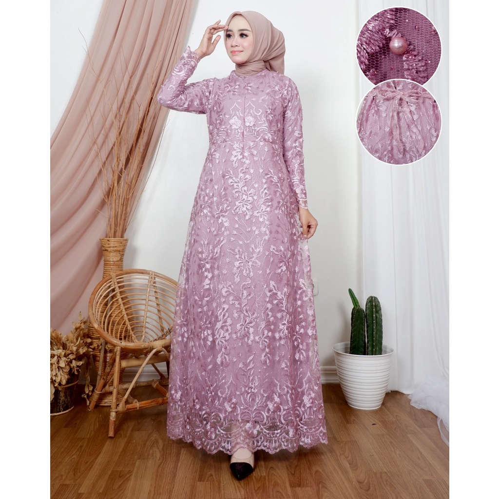 Kadai.baju / Gamis brukat jumbo / Gamis pesta wanita / Gamis kondangan seragaman