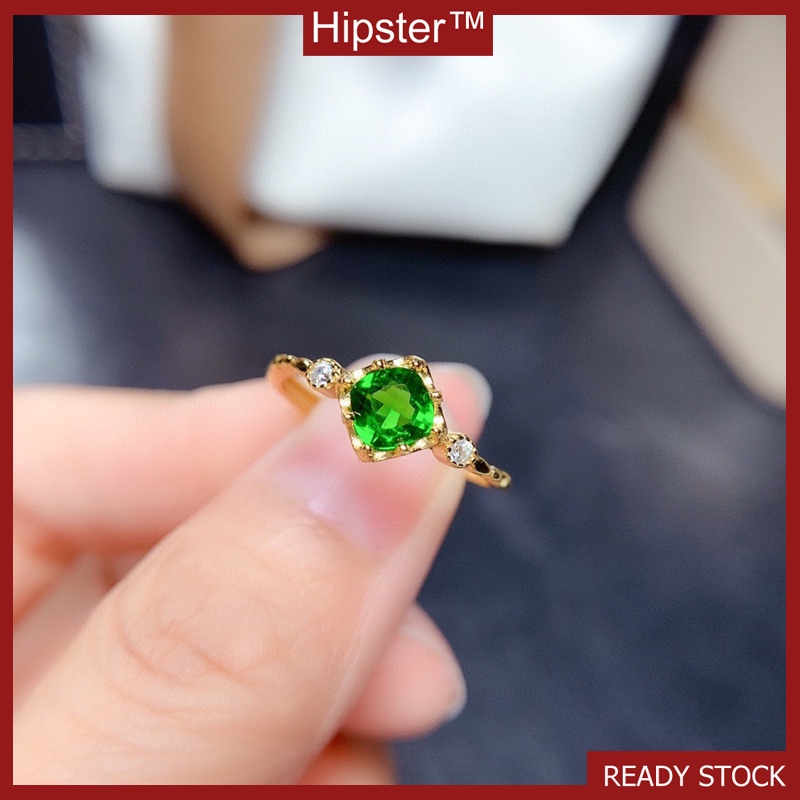 Fashion Personality Emerald Gold Small Fresh Open Ring