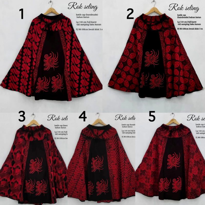 Rok seling merah batik cap